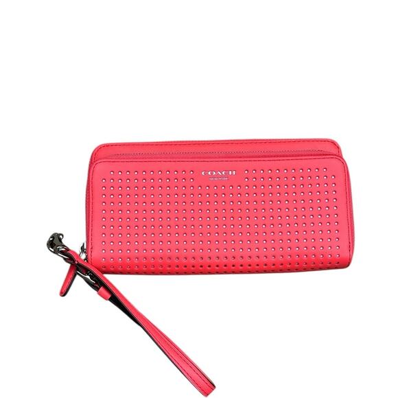 Coach Handbags - Coach Vibrant Coral Perforated Women's Wallet NWOT